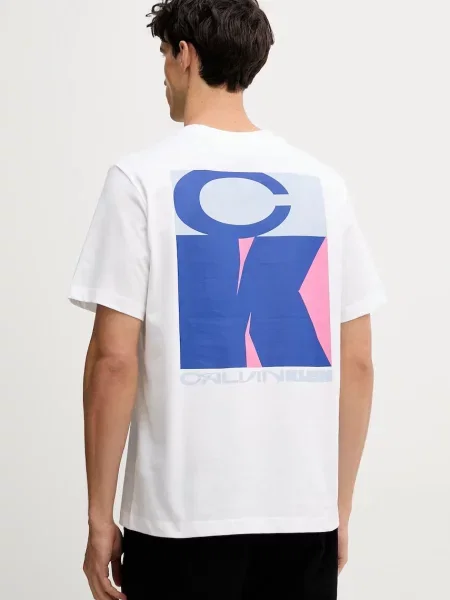 Тениска Calvin Klein Jeans с принт бяло