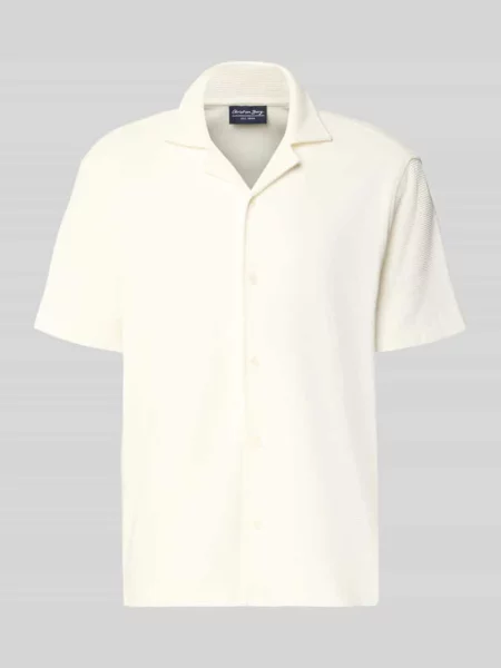 Nowoczesny krój modern fit koszula casualowa z kołnierzem z połami Christian Berg Men biała