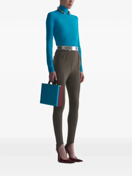 Lung top Mugler cu mâneci lungi albastru