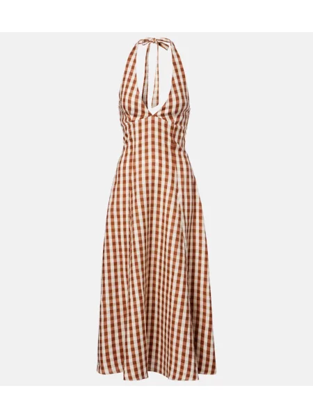 Rochie midi Faithfull de in până la genunchi cu gât halter maro