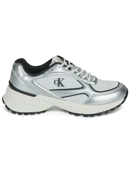 Dámske topánky Calvin Klein Hike Runner Lace Up Mesh Mix silver/black/bright white sivá