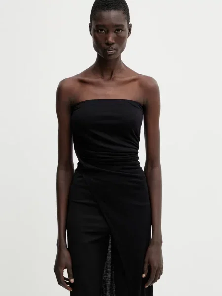 Rick Owens Lilies blúzka s odhalenými ramenami dámska z viskózy čierna