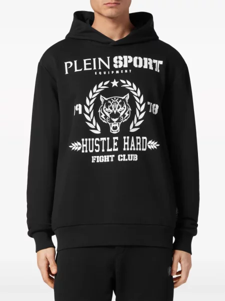 Суичър с качулка Plein Sport с принт черно