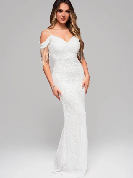 Večernja haljina Edoti elegantna bijela