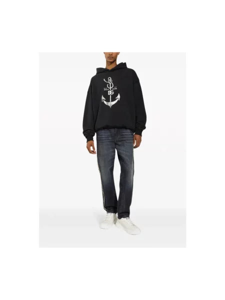 Bluza z kapturem Dolce And Gabbana z kapturem z nadrukiem niebieska