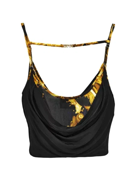 Top Versace Jeans Couture drapat negru