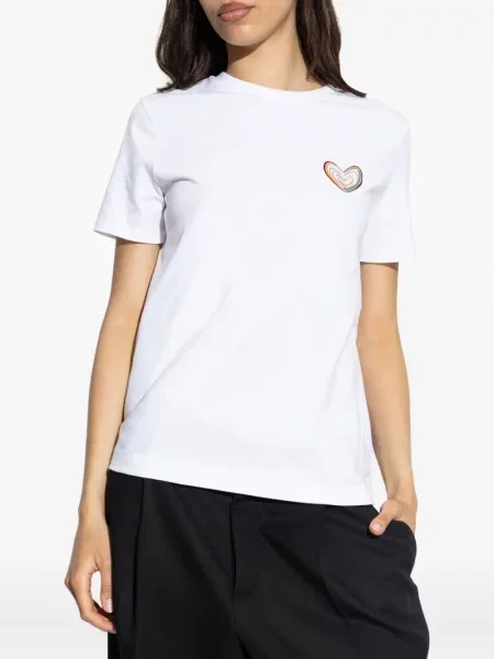 Tricou Ps Paul Smith cu broderie cu motiv cu inimi alb