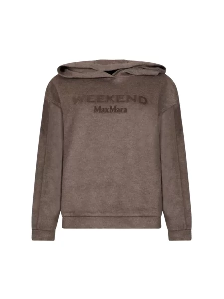 Bluza z kapturem Weekend Max Mara z kapturem z dżerseju brązowa