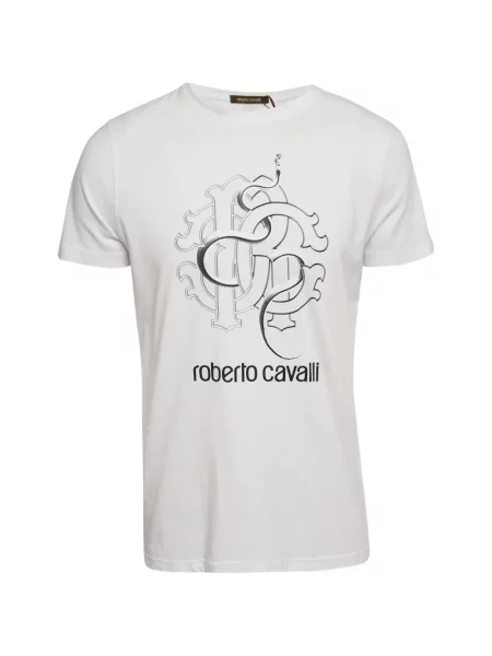 Tricou Roberto Cavalli cu imagine alb