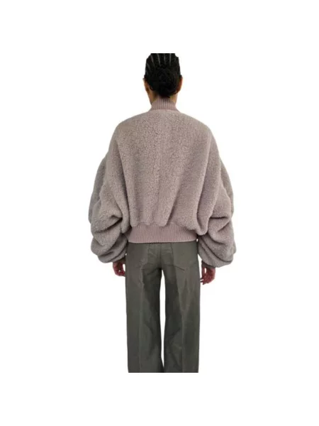 Kurtka bomber Rick Owens wełniany o skróconej długości różowy