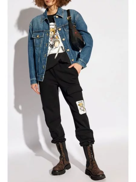 Raštuotas marškinėliai Moschino juoda