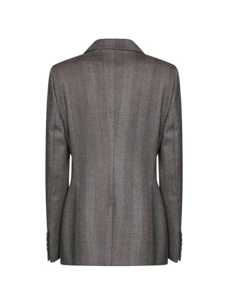 Sacou Pt Torino cu model herringbone cu două rânduri de nasturi maro