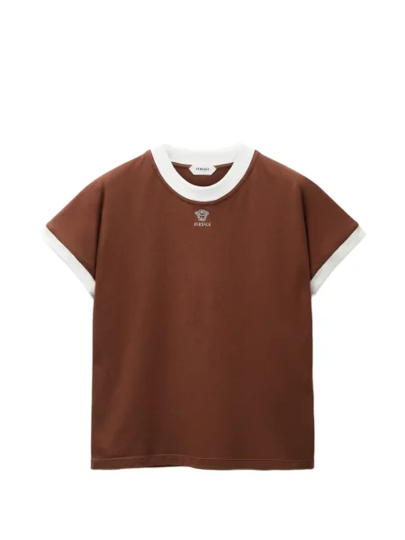 Tricou Versace din jerseu cu autograf maro