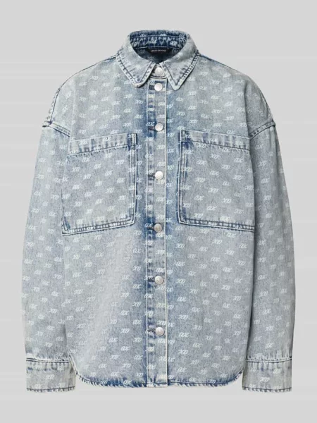 Bluzka jeansowa o kroju oversized z domieszką wełny z alpaki Armani Exchange niebieska