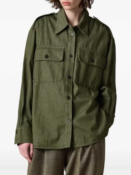 Cămașă Paul Smith din țesătură twill verde