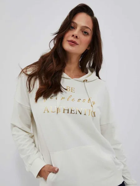 Hanorac cu glugă Moodo alb