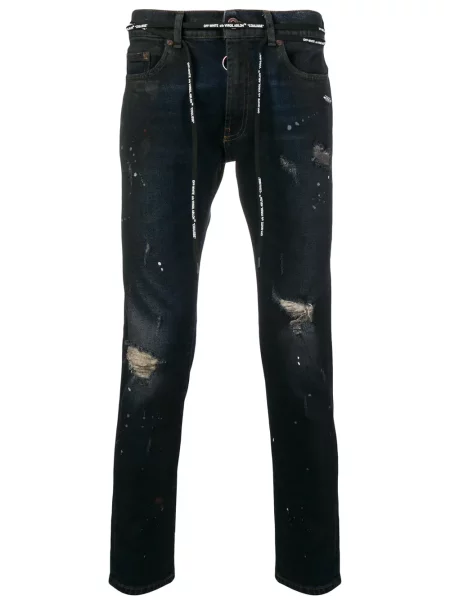 Blugi skinny Off-white cu imagine skinny fit alb