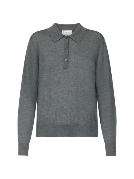 Lung tricou polo Loulou De Saison gri