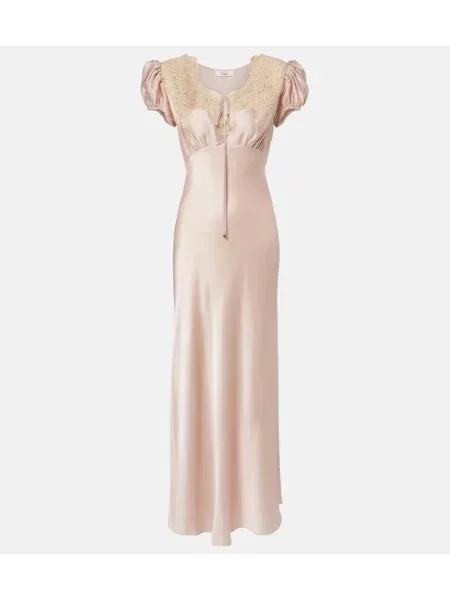 Rochie maxi Chloé din satin de costum roz