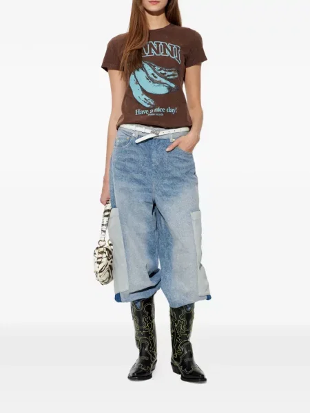 Tricou Ganni cu imagine maro