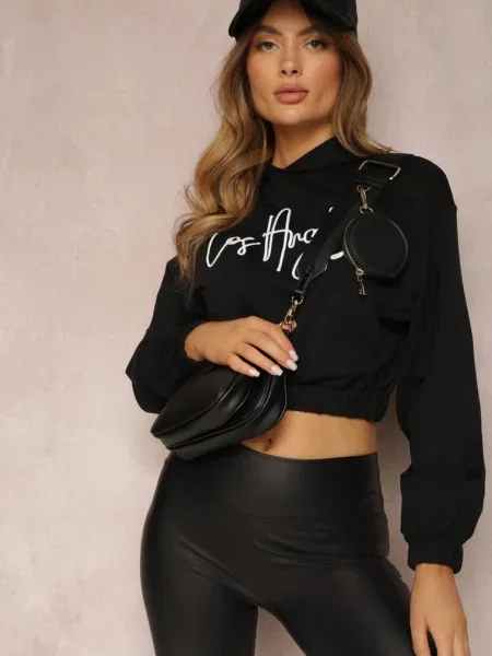 Bluza Krótka z Kapturem Zulikha czarna