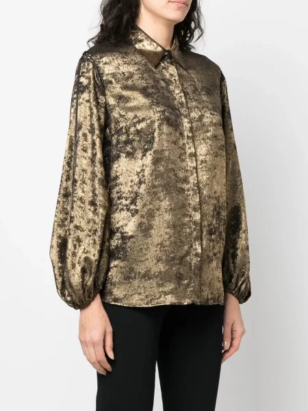 Cămașă Roberto Cavalli cu mâneci balon maro