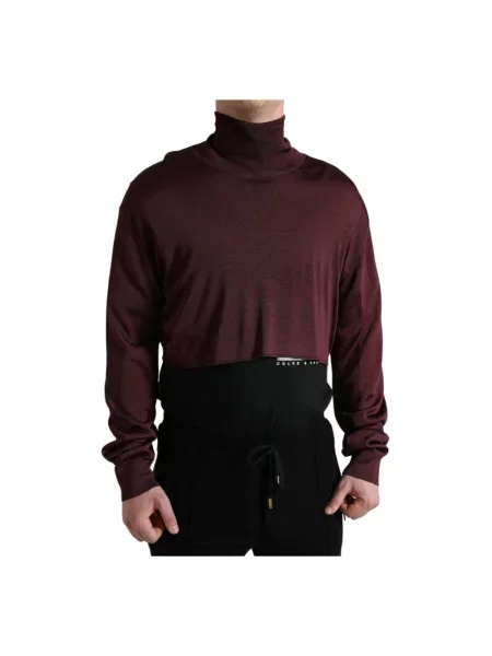 Sweter z golfem Dolce And Gabbana do golfa brązowy