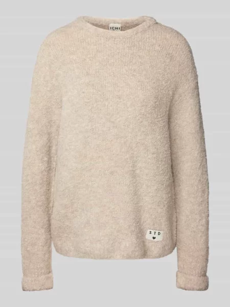Sweter o kroju relaxed fit z dodatkiem wełny model ‘Larisa’ Ichi biały