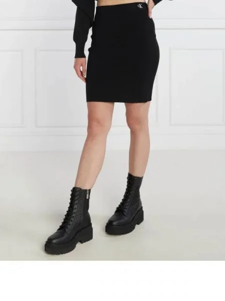 CALVIN KLEIN JEANS Fustă BACK ZIP KNITTED negru