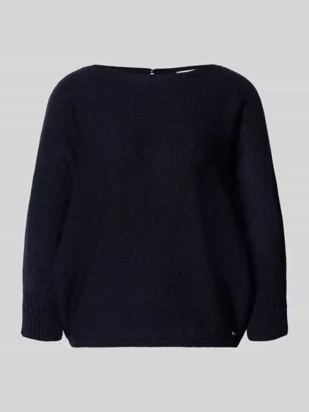 Sweter z dzianiny z rękawem o dł. More & More granatowy