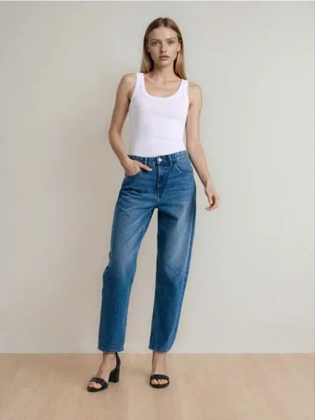 Класичні джинси mom fit темно-синій синій