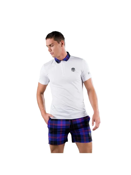 Мъжка поло риза за тенис HYDROGEN Tartan White/Purple бяло