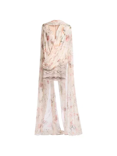 Rochie mini Elie Saab de mătase cu model floral cu imagine