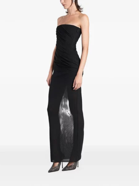 Rochie maxi Alex Perry drapată fără bretele negru