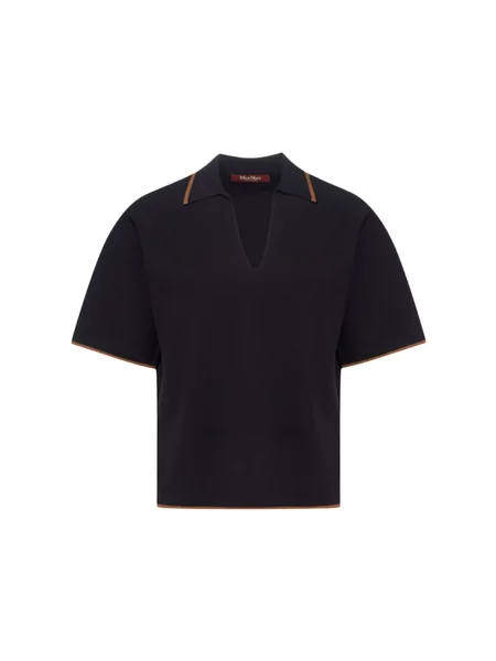 Dzianinowa koszulka polo Max Mara Studio czarna