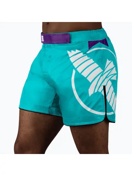 Spodenki treningowe Hayabusa Icon Mid-Thigh MMA teal/white niebieskie