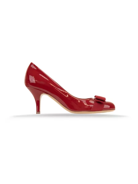 Czółenka Ferragamo skórzana czerwona