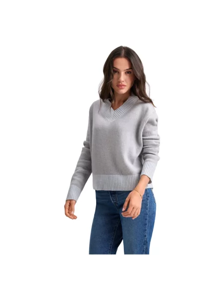 Sweter Cloeys z dekoltem w serek beżowy