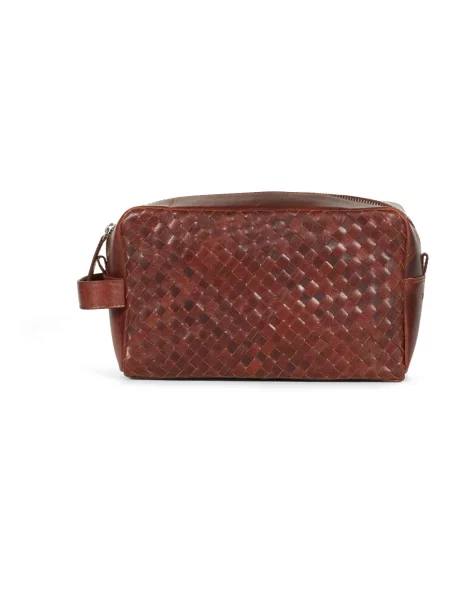 Torba na laptopa Howard London skórzana pleciona brązowa