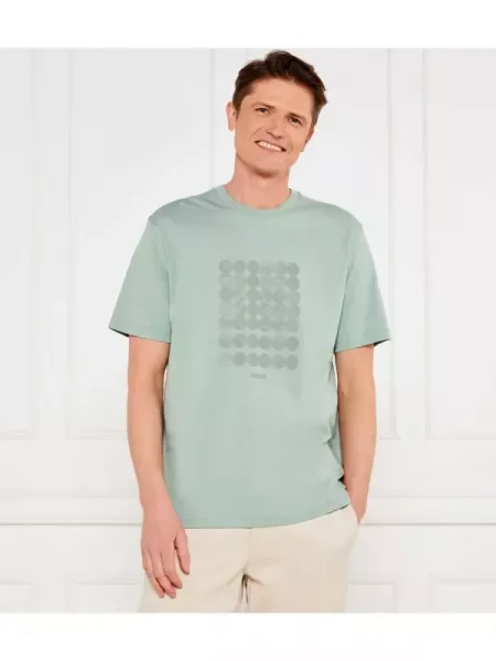 BOSS GREEN Póló Print Striped C zöld