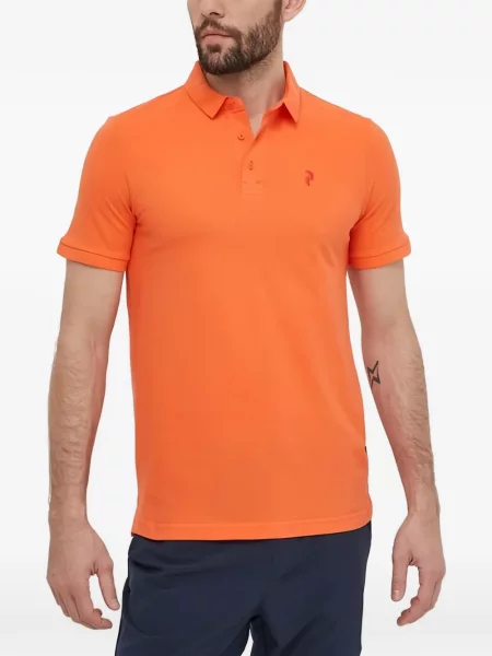 Tricou polo Peak Performance cu broderie portocaliu