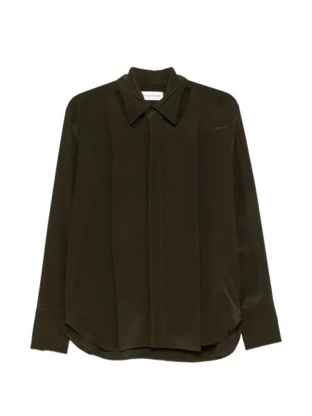 Cămașă Victoria Beckham de mătase verde