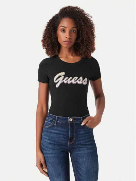 GUESS Majica DEGRADE pastelno narančasta / pastelno roza crna