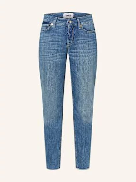 Cambio Jeansy Cropped Piper blau niebieskie