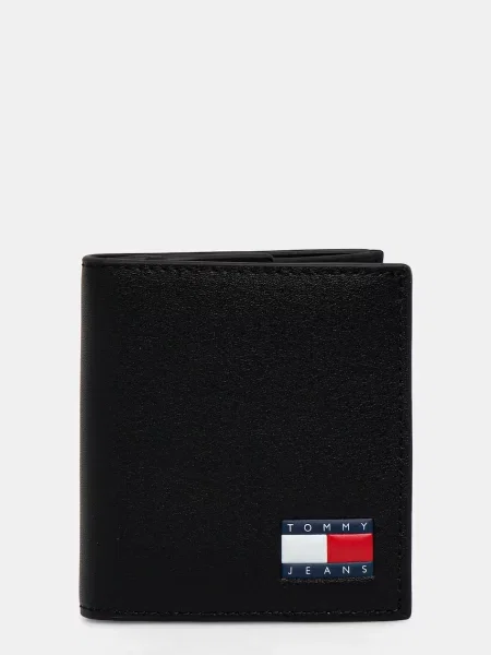 Usnjena denarnica Tommy Jeans črna