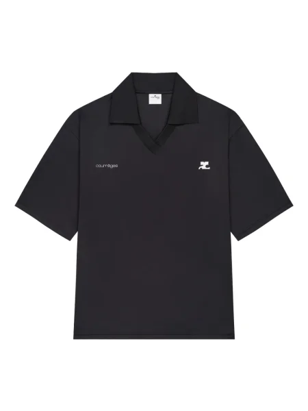 Tricou Courreges cu decolteu în V negru