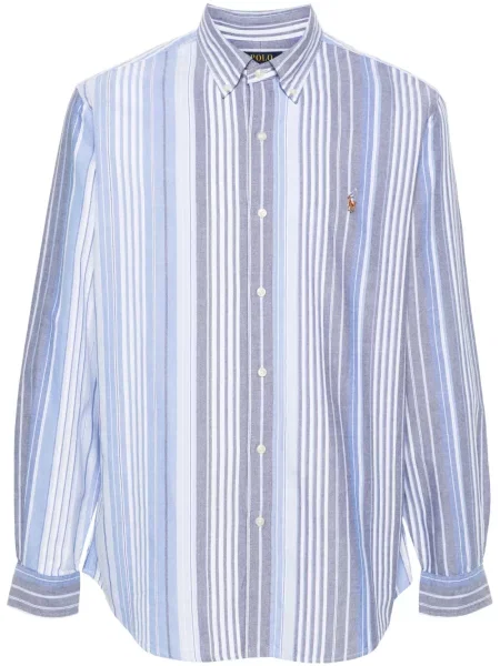Dzianinowa koszula Polo Ralph Lauren z zamkiem błyskawicznym do połowy niebieska