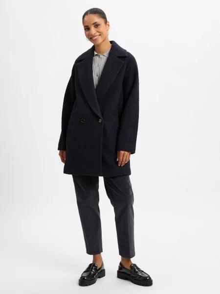 BOSS Płaszcz wełniany Kobiety Wełna jednolity 36 niebieski