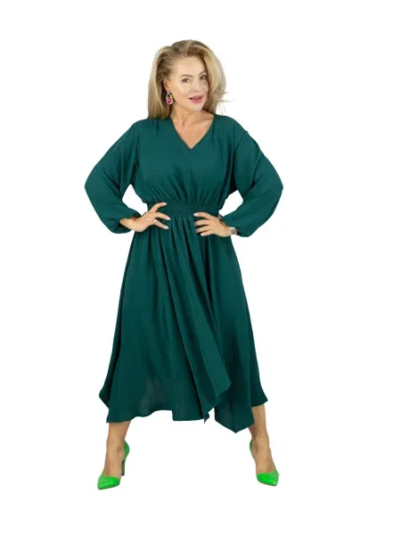 Obleka midi obleka Pri z V-izrezom nad koleni zelena