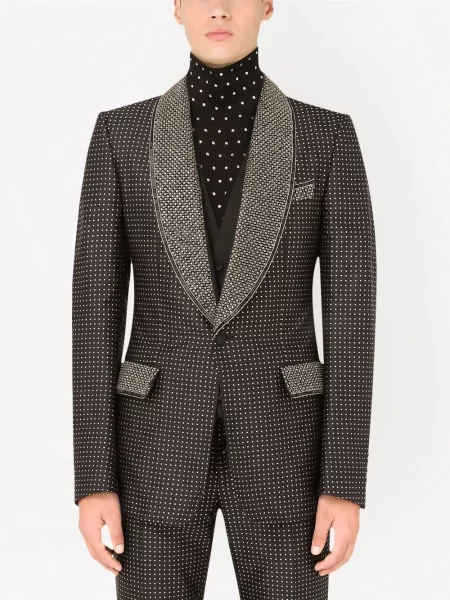 Žakárový oblekový kamínky oblek Dolce & Gabbana černý